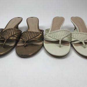 Lot of 2 Via Spiga White/Brown Woven Sandal 6.5M